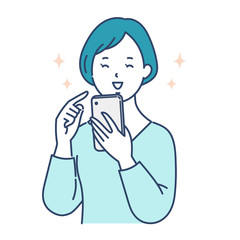 スマホを見て嬉しそうな女性