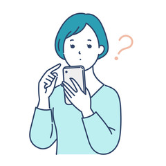 スマホを見て考えている女性