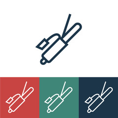 Linear vector icon with curling iron