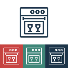 Linear vector icon with dishwasher