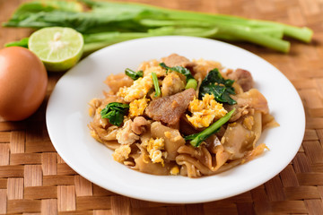 Thai food (Pad See Ew), Stir fried rice noodles soy sauce with pork