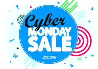 Cyber Monday, sale poster design template, special offer, vector illustration