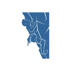 Vintage mountain climbing vector logo and labels set. Sport climbing, emblem climbing, hobby climbing illustration