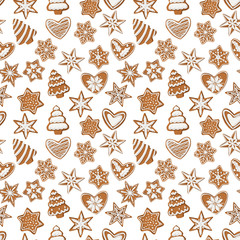 Christmas gingerbread cookies seamless pattern