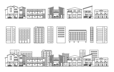 建築　建物　住宅　ビル　線画