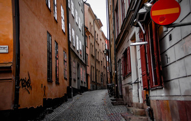 narrow street in stockholm