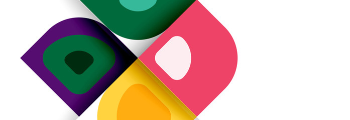 Fototapeta premium Set of vector modern geometric abstract backgrounds with repeating abstract round shapes patterns and shadow effects