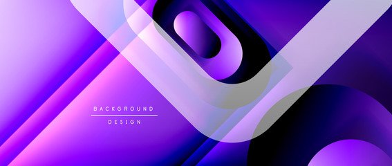 Vector geometric abstract background with lines and modern forms. Fluid gradient with abstract round shapes and shadow and light effects