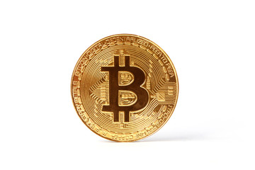 Bitcoin cryptocurrency. Isolated on white white background. 