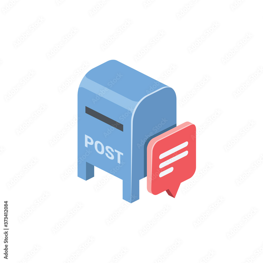 Poster mail box chat bubble. mail box chat bubble. vector 3d isometric, color web icons set, new flat style
