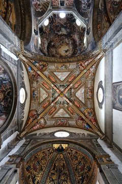 Parma, internal view of the romanic cathedral in the duomo square, Emilia Romagna, Italy, unesco world heritage