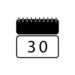 30th Calendar icon. Flat design style.Modern flat Web site page and mobile app design vector element.
