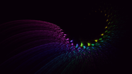 3D rendering abstract multicolor fractal light background