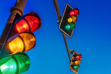 Traffic lights over urban intersection