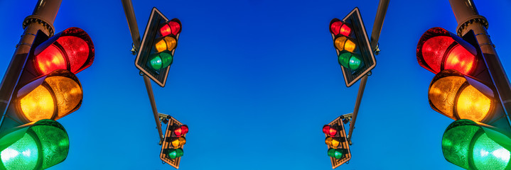 Traffic lights over urban intersection