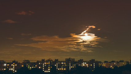 Evening sky of a big city