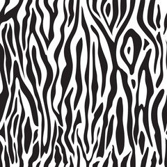Abstract striped black and white zebra skin seamless pattern vector illustration.