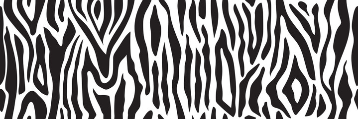 Trendy zebra animal print seamless pattern, flat cartoon vector illustration.