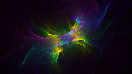 3D rendering abstract multicolor fractal light background