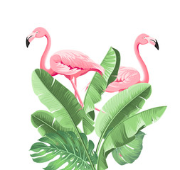 Summer tropical frame exotic banana leaf. Design background for card,invitation,poster.