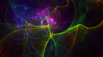 3D rendering abstract multicolor fractal light background