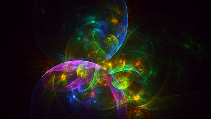3D rendering abstract multicolor fractal light background