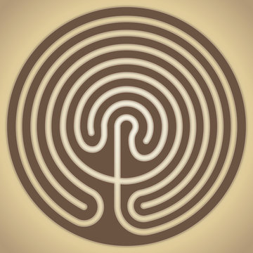 The labyrinth of Knossos, Crete, Greek mythology, vector illustration