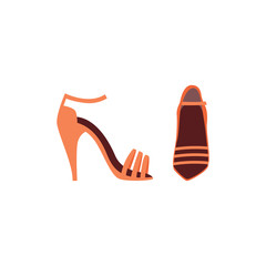 Fashion women high heels shoes or sandals, flat vector illustration isolated.