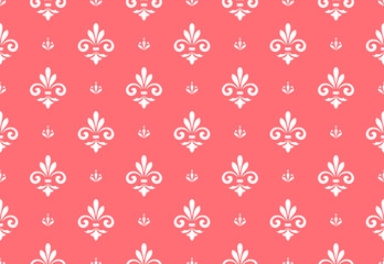 Flower geometric pattern. Seamless vector background. White and pink ornament