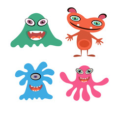 Set of cartoon monsters. Funny and funny monsters.