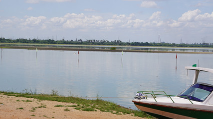 Natural water body near the outskirt at Oussudu Boat Club, Puducherry, India. 