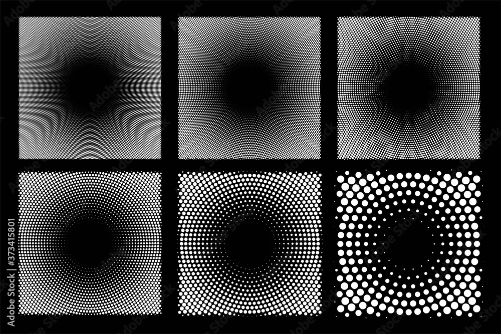 Poster abstract dotted circles halftone set pop art design texture