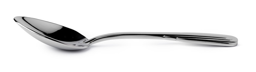 Metal steel spoon isolated on white background