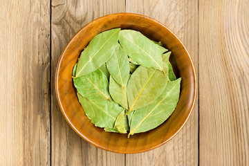 green leaves on wooden table