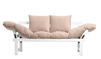 Modern sofa on white background