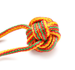 Rope with knot on white background