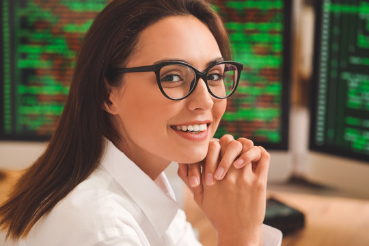 Portrait of female programmer in office