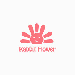 Fototapeta na wymiar Rabbit Flower Logo