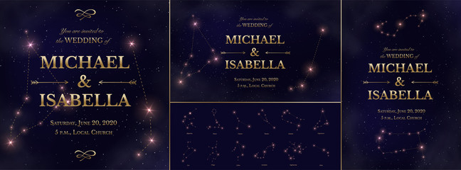 Wedding invitation with starry night sky design