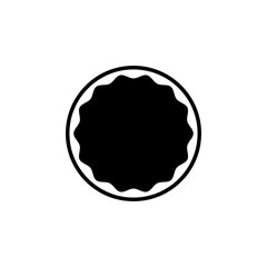 Blank circle badge with wavy seal stamp shape inside isolated on white background