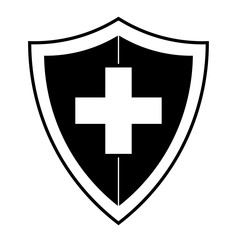 Fototapeta premium Immune system, medical shield icon in trendy flat style design