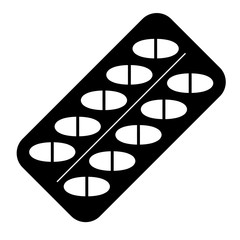Pills in a blister pack. Flat illustration of capsules icon for web design