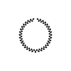 Silhouette of a round black Greek laurel wreath.