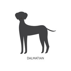 Black silhouette of a dog and pet animal Dalmatian breed.