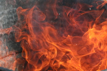 A close up of a fire