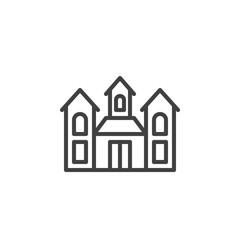 Dracula house line icon. linear style sign for mobile concept and web design. Haunted house outline vector icon. Symbol, logo illustration. Vector graphics