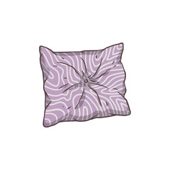 Cartoon purple pillow with white pattern isolated on white background
