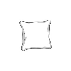 White square pillow drawing - soft hand drawn cushion outline