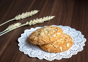 
Cookies with nuts on a napkin Spikelets