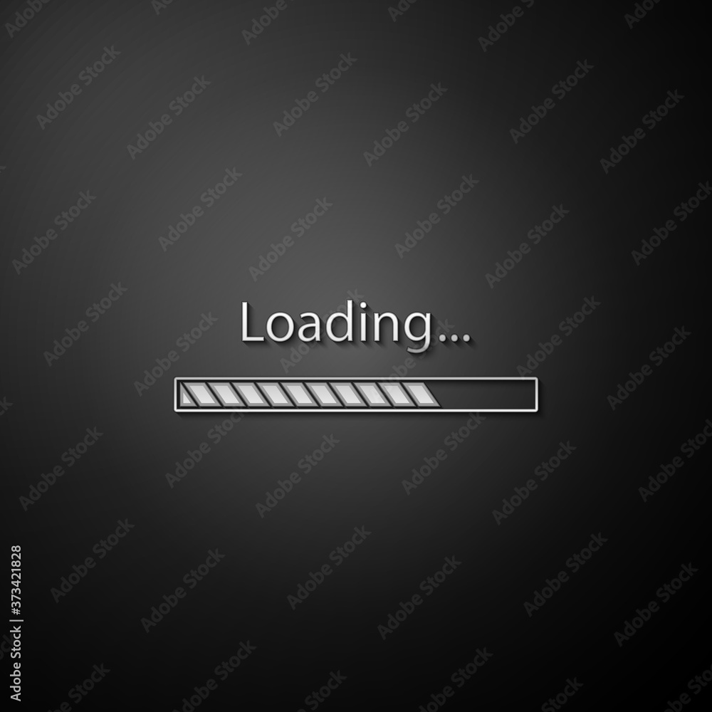 Aufkleber silver loading icon isolated on black background. progress bar icon. long shadow style. vector.